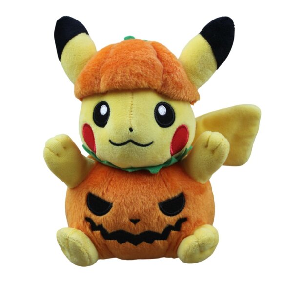 Pokemon Center Pikachu Halloween Jack o Lantern Plush Stuffed Animal Toy 8" RARE - Picture 1 of 7